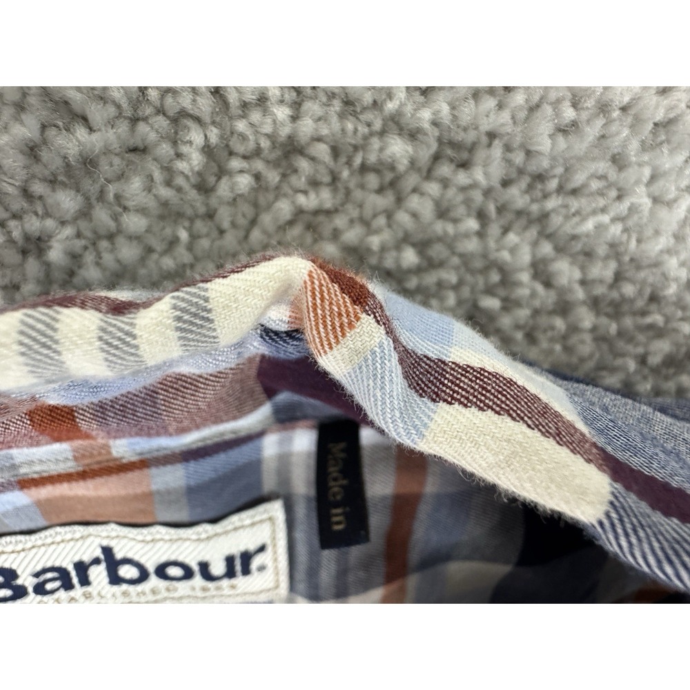 Barbour Plaid Button Down Shirt Blue Red White ~ Long Sleeve Mens XL ~ Pocket - Picture 8 of 16